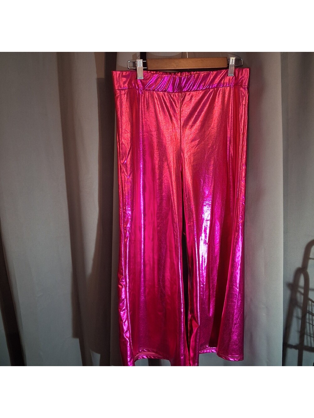 The ZigZag Stripe Pink Metallic Wide-Leg Pants Size L